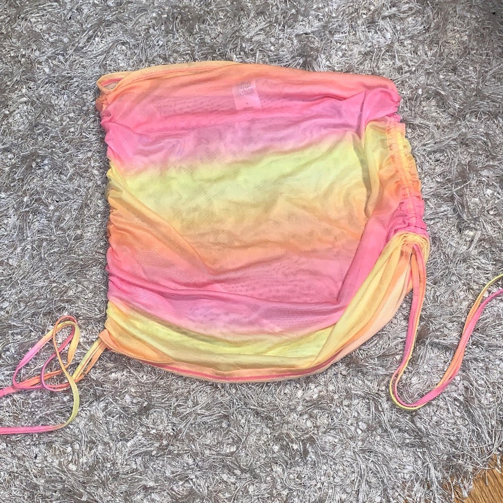 Wild Fable Pink and Yellow Mesh Skirt size Medium NWOT